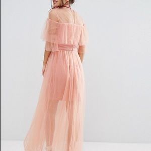 Pleated Mesh Dress in soft pink